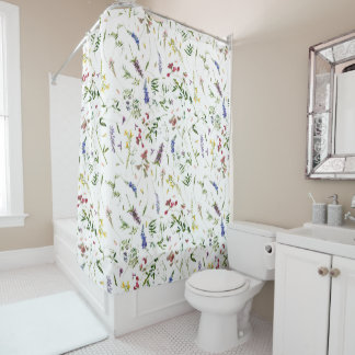 Scandinavian Wildflowers Meadow Shower Curtain