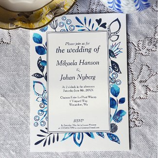 Scandinavian Winter Blue-Gray Floral Pattern