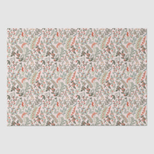 Scandinavian Winter Floral and Berry Holiday  Tissue Paper