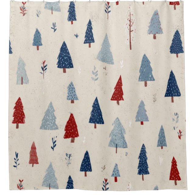 Scandinavian Winter Forest Pattern (4) Shower Curtain (Front)