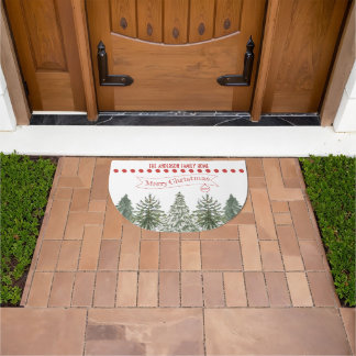 Scandinavian Winter Pine Tree Vintage Christmas Doormat