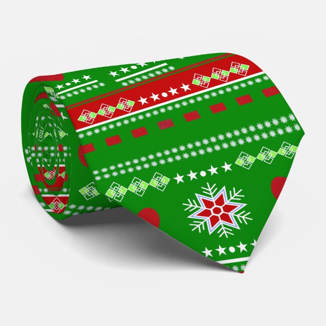 Scandinavian Winter Scene Neck Tie (Rolled)