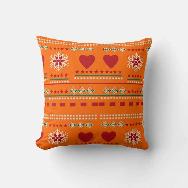 Scandinavian Winter Scene Throw Pillow (Front)