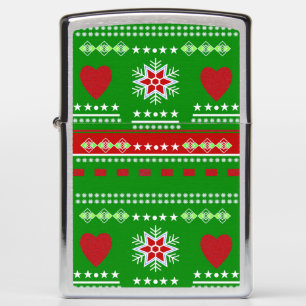 Scandinavian Winter Scene with hearts Zippo Lighter
