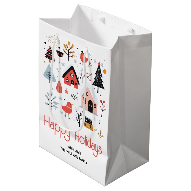 Scandinavian winter scenery Christmas holiday Medium Gift Bag (Front Angled)