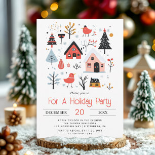 Scandinavian winter sceney Christmas holiday Invitation