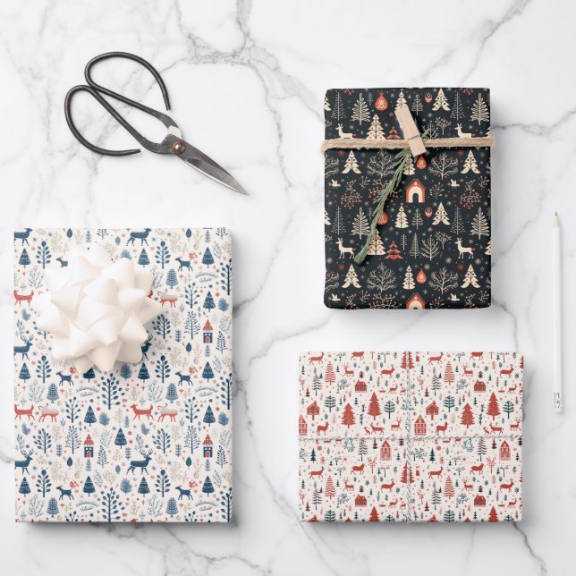 Scandinavian Winter Wonders Wrapping Paper (Front)