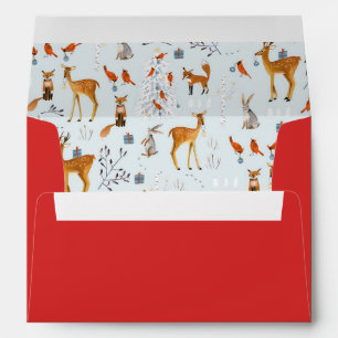 Scandinavian Woodland Animals Christmas Holiday Envelope