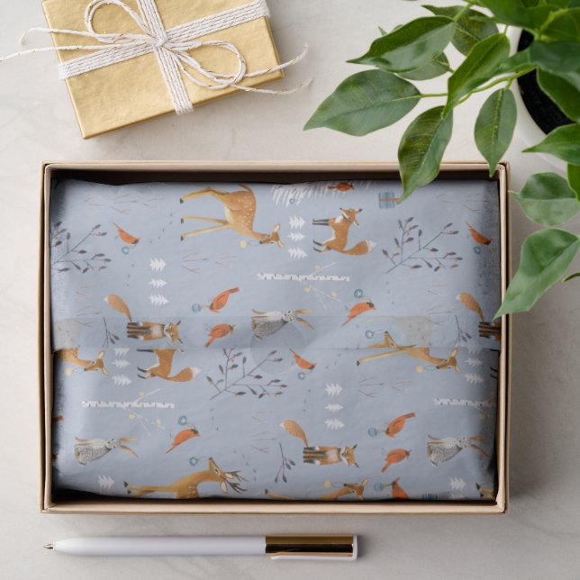 Scandinavian Woodland Animals Christmas Holiday Tissue Paper (Gift)