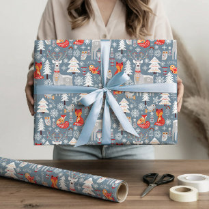 Scandinavian Woodland Animals Christmas Holiday    Wrapping Paper