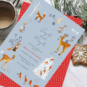 Scandinavian Woodland Animals Christmas Party Invitation