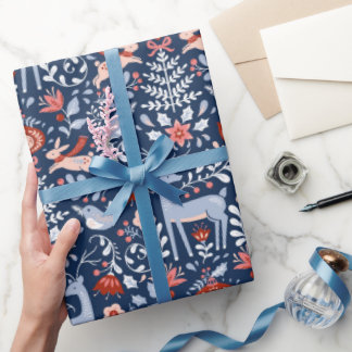 Scandinavian Woodland Animals Christmas Wrapping Paper