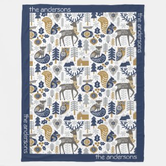 Scandinavian Woodland Animals Snowflakes Christmas