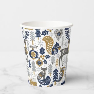 Scandinavian Woodland Animals Snowflakes Christmas