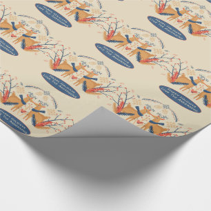 Scandinavian Woodland Deer Winter Xmas Folk Art Wrapping Paper