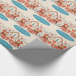 Scandinavian Woodland FOXES Winter Xmas Folk Art Wrapping Paper
