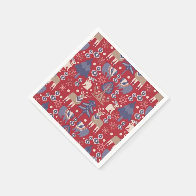 Scandinavian Woodland Nordic Christmas Napkins (Corner)