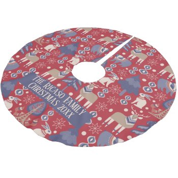 Scandinavian Woodland Winter  Personalized Brushed Polyester Tree Skirt by Ricaso_Occasions at Zazzle