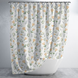 Scandinavian Yellow Floral Shower Curtain