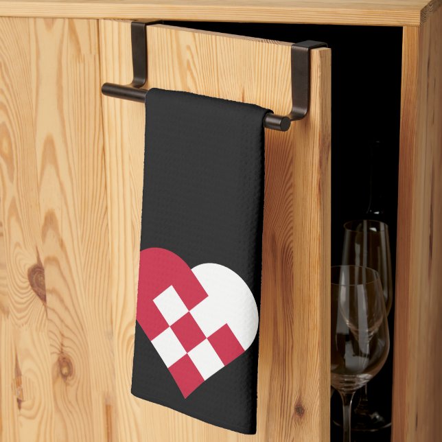 Scandinavian Yule Heart - Nordic Christmas Deco - Kitchen Towel (Thirds Fold)