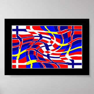 Scandinavy Wavy (Scandinavian Flag Print) Poster