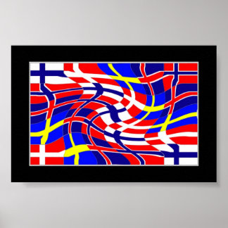 Scandinavy Wavy (Scandinavian Flags) Poster