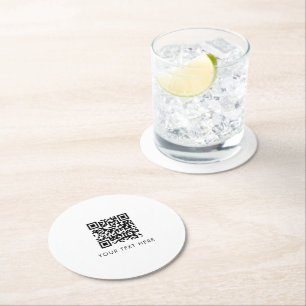 Scannable Business Website QR Code Advertising Round Paper Coaster