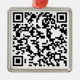 Scannable QR Bar code Metal Ornament