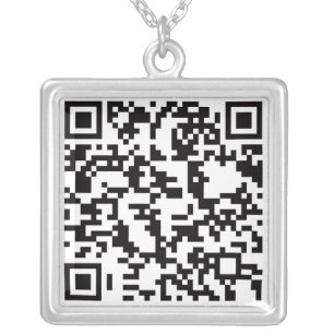 Scannable QR Bar code Silver Plated Necklace