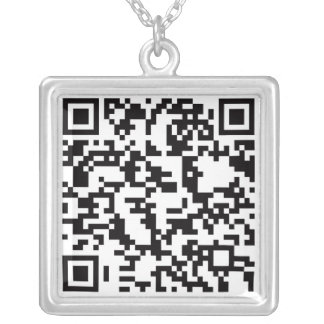 Scannable QR Bar code Silver Plated Necklace