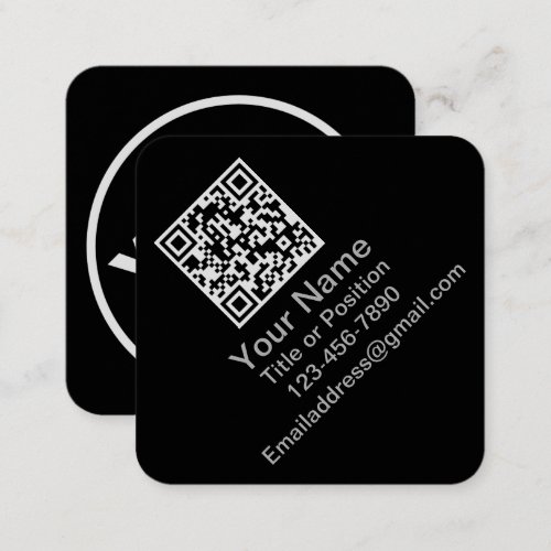 Scannable QR Code Black and White Customizable Square Business Card