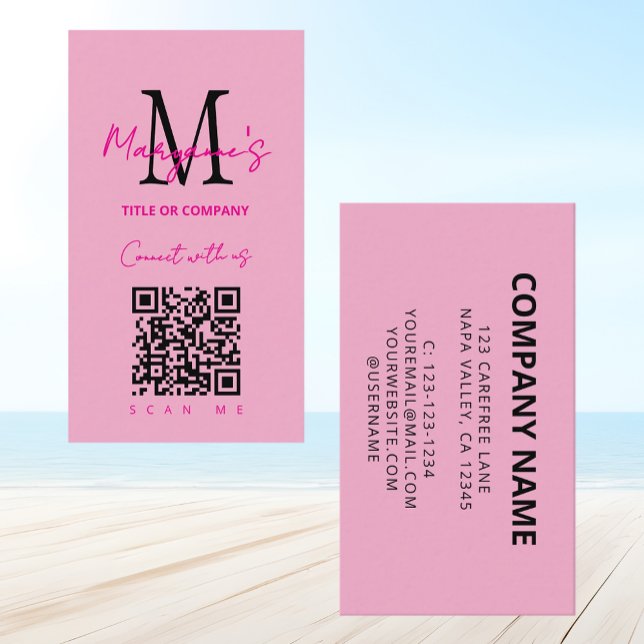 Scannable QR Code Business Logo Pink Card (Creator Uploaded)