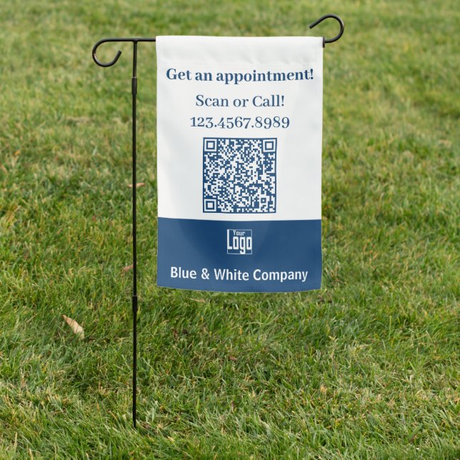 Scannable QR-code Custom Logo Garden Flag (In SItu)