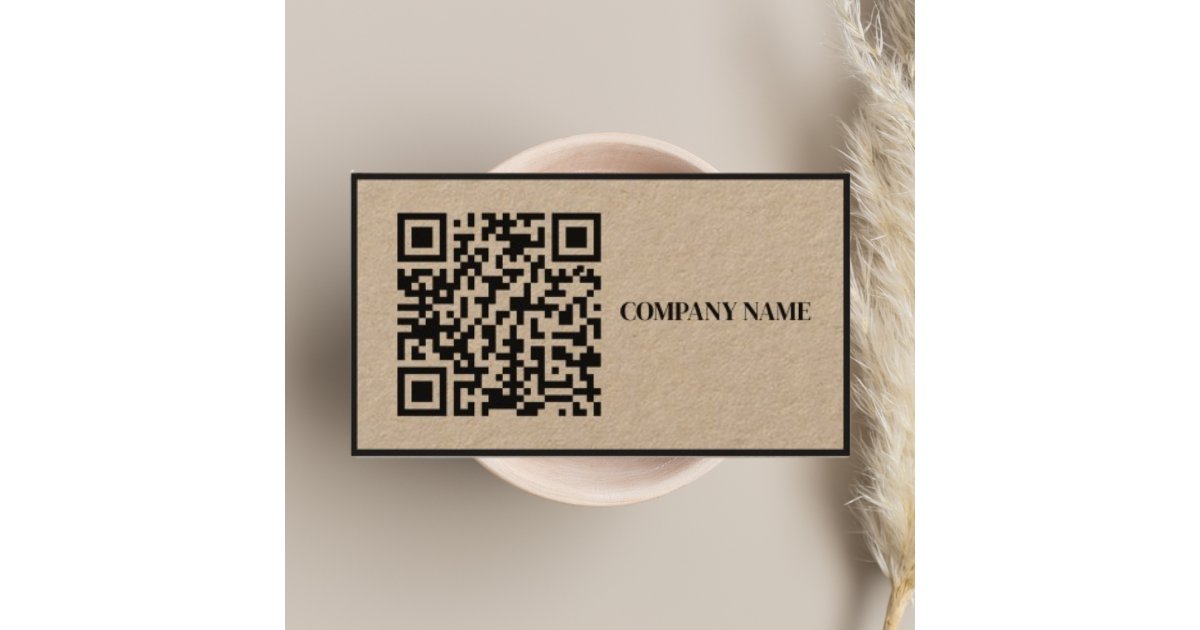 Scannable QR Code l Black Border Script Rustic Business Card | Zazzle