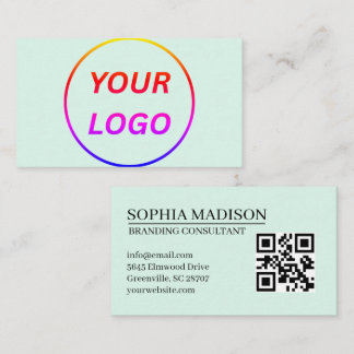 Scannable QR Code Logo Minimalist White Business C Card