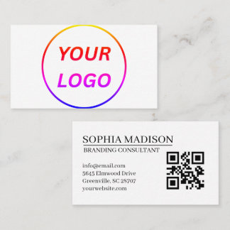Scannable QR Code Logo Minimalist White Business C Card