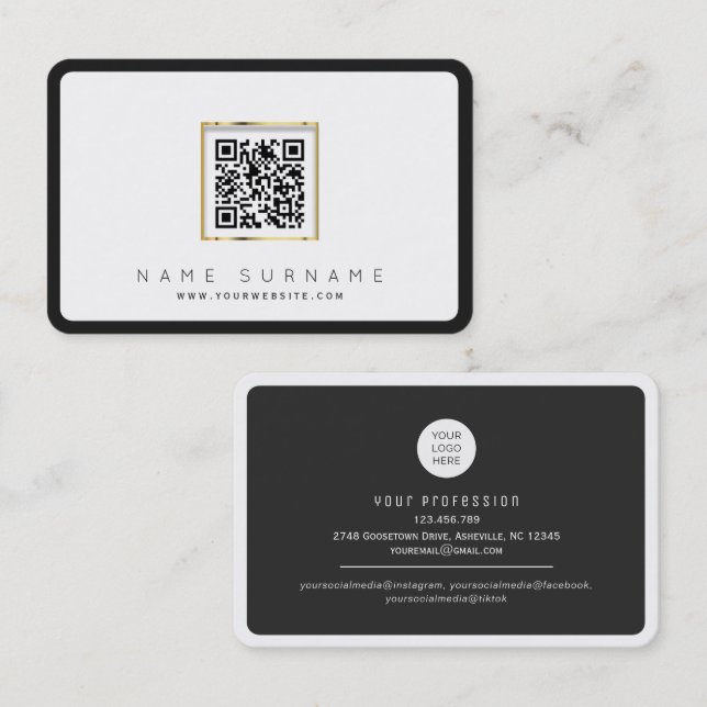Scannable QR code professional or personal Busines Business Card (Front/Back)