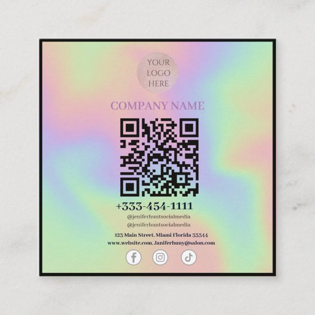 Scannable QR code Social  Media  business cards   (Front)