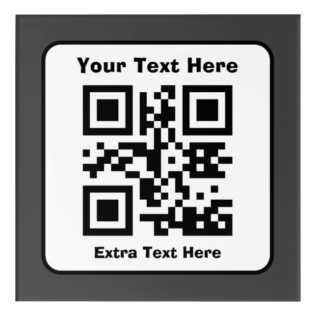 Scannable QR Code Template w/Editable Text Acrylic Print (Front)
