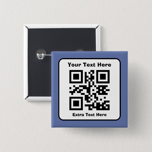 Scannable QR Code Template w/Editable Text Button (Front & Back)