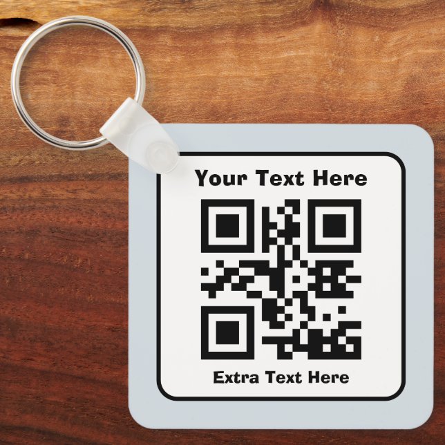 Scannable QR Code Template w/Editable Text Keychain (Front)