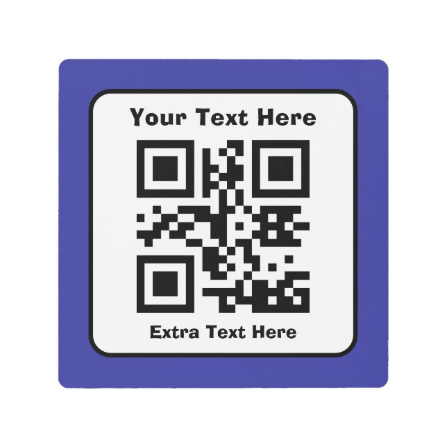Scannable QR Code Template w/Editable Text Metal Print (Front)