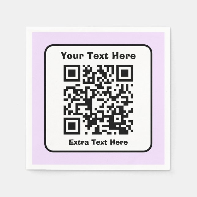 Scannable QR Code Template w/Editable Text Napkins (Front)