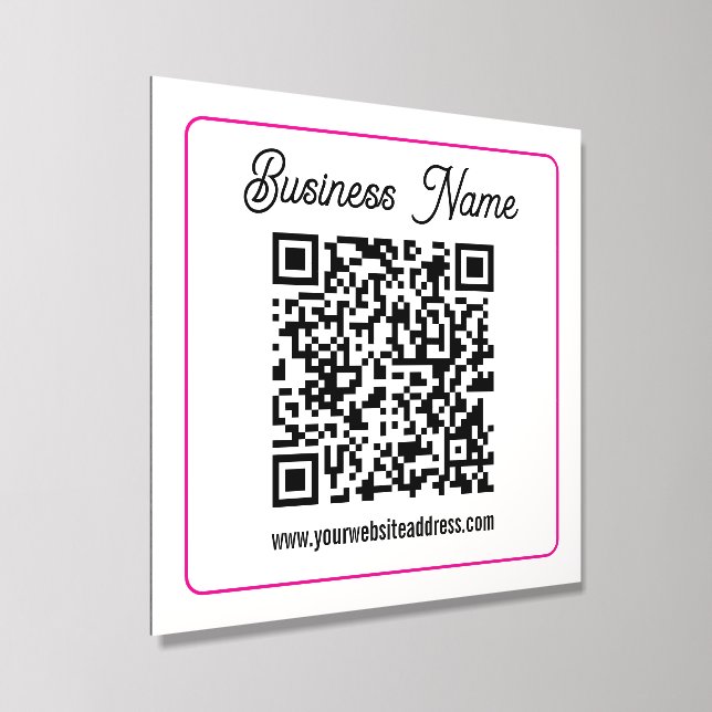 Scannable QR code with Cursive Script Handwriting Acrylic Photo Tile (Angled)