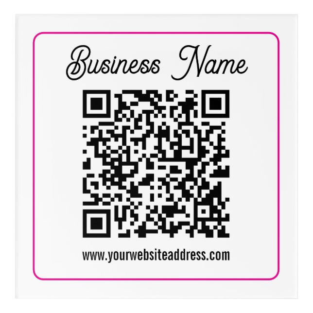 Scannable QR code with Cursive Script Handwriting Acrylic Print (Front)