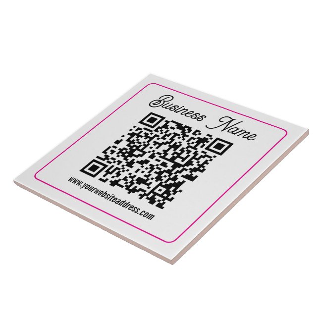 Scannable QR code with Cursive Script Handwriting Ceramic Tile (Side)
