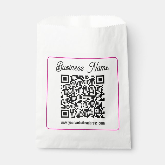 Scannable QR code with Cursive Script Handwriting Favor Bag (Front)