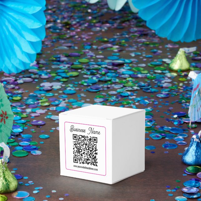 Scannable QR code with Cursive Script Handwriting Favor Boxes (Party)