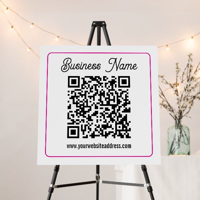 Scannable QR code with Cursive Script Handwriting Foam Board (In Situ (Stand))