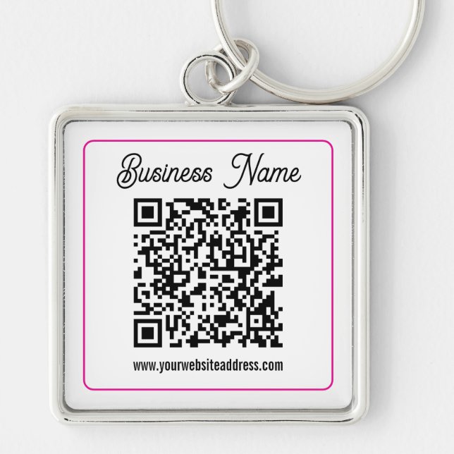 Scannable QR code with Cursive Script Handwriting Keychain (Front)